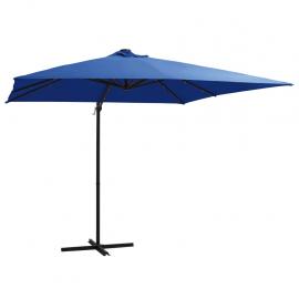 1 VidaXL Frihängande parasoll med stång och LED azurblå 250x250 cm