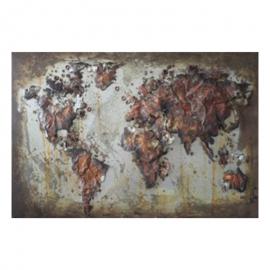1 Clayre Eef Väggdekoration Metallmålning 120x80 Cm Brun Beige Järn Världskarta