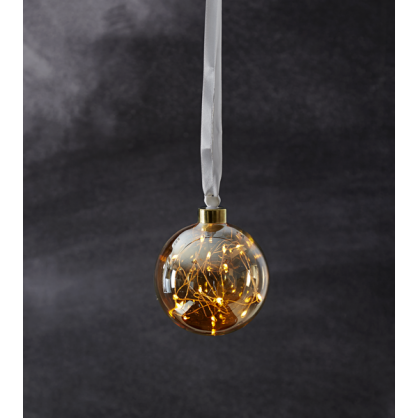 1 Star Trading Glaskula Glow Amber 10 cm 15 Ljus LED