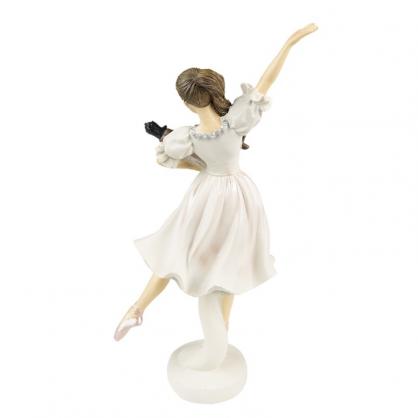 1 Clayre Eef Juldekoration Staty Ballerina 25 cm Vit Polyresin