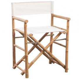 1 VidaXL Hopfällbar regissörsstol bambu 2 st med kanvas