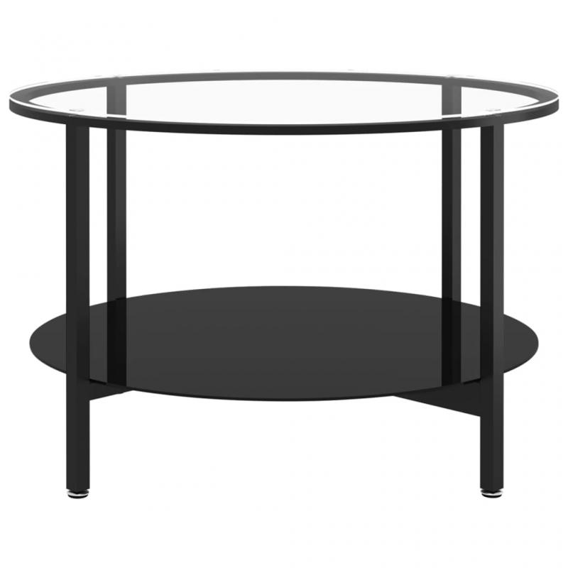 1 VidaXL Soffbord hrdat glas svart och transparent 70 cm