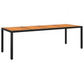 1 VidaXL Matbord för trädgård 250x100x75 cm akaciaträ och konstrotting svart