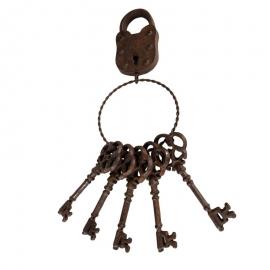 1 Clayre Eef Dekoration knippa med nycklar Brun 12x6x35 cm