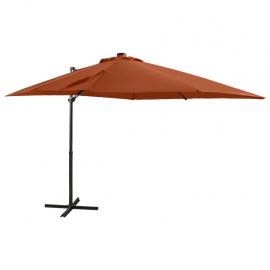 1 VidaXL Frihängande parasoll med stång och LED terrakotta 250 cm