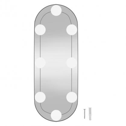 1 VidaXL Vggspegel med LED-belysning oval 15x40 cm glas