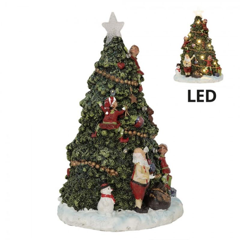 1 Clayre Eef Juldekoration med LED-belysning Julgran 26 cm Grn Polyresin
