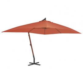 1 VidaXL Frihängande parasoll med trästång 400x300 cm terrakotta