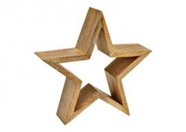 1 G.wurm Dekorativ Stjärna av naturligt mangoträ (B/H/D) 34x33x9cm