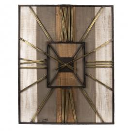 1 Clayre Eef Väggklocka 60x6x79 cm / 1xAA Brunt trä, metall rektangel
