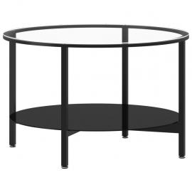 1 VidaXL Soffbord härdat glas svart och transparent 70 cm