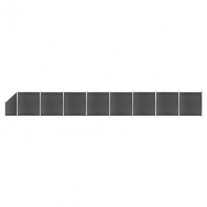 1 VidaXL Staketpanel WPC svart 186x1484 cm 9 delar