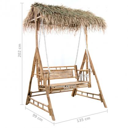 1 VidaXL Hammock 2-sits med palmblad och dyna bambu 202 cm
