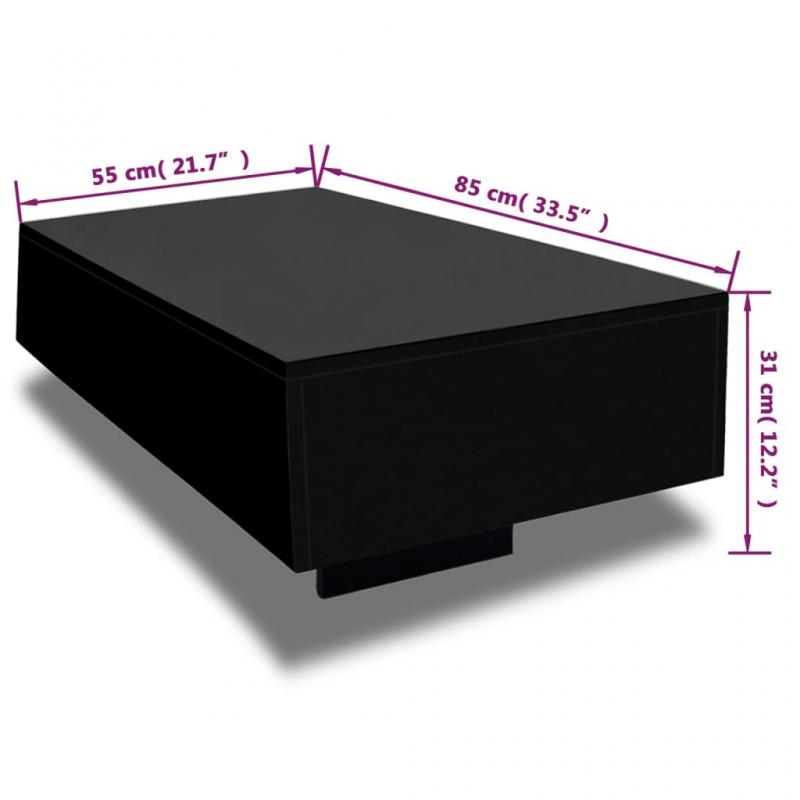 1 VidaXL Soffbord hgglans svart 85x55x31 cm