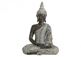 1 G.wurm Dekoration Buddha grå sittande polyresin (B/H/D) 23x33x13 cm