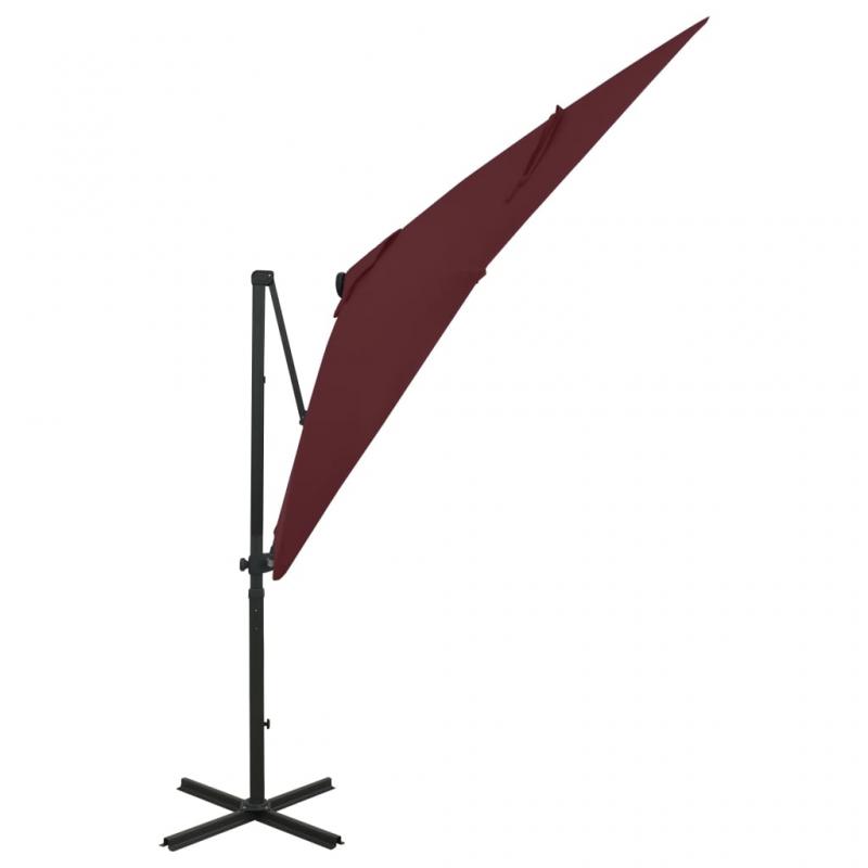 1 VidaXL Frihngande parasoll med stng och LED vinrd 250 cm