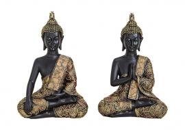 1 G.wurm Dekoration Buddha svart guld polyresin 2-pack (B/H/D) 14x 21x7 cm