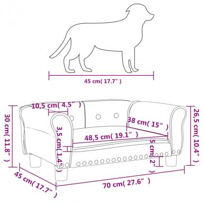1 VidaXL Hundbdd sammet 70x45x30 cm mrkgr
