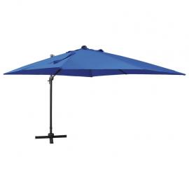 1 VidaXL Frihängande parasoll med stång och LED azurblå 300 cm