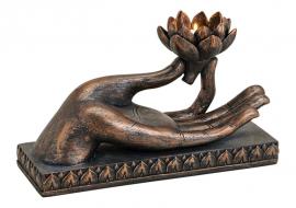 1 G.wurm Dekoration Buddha hand brun värmeljushållare polyresin (B/H/D) 32x19x15cm