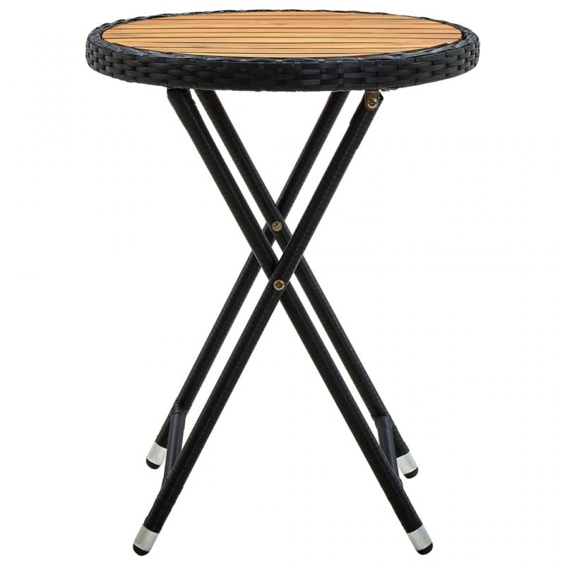 1 VidaXL Hopfllbart bord  60x75 cm svart konstrotting och massivt akaciatr