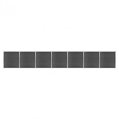 1 VidaXL Staketpanel WPC svart 186x1218 cm 7 delar