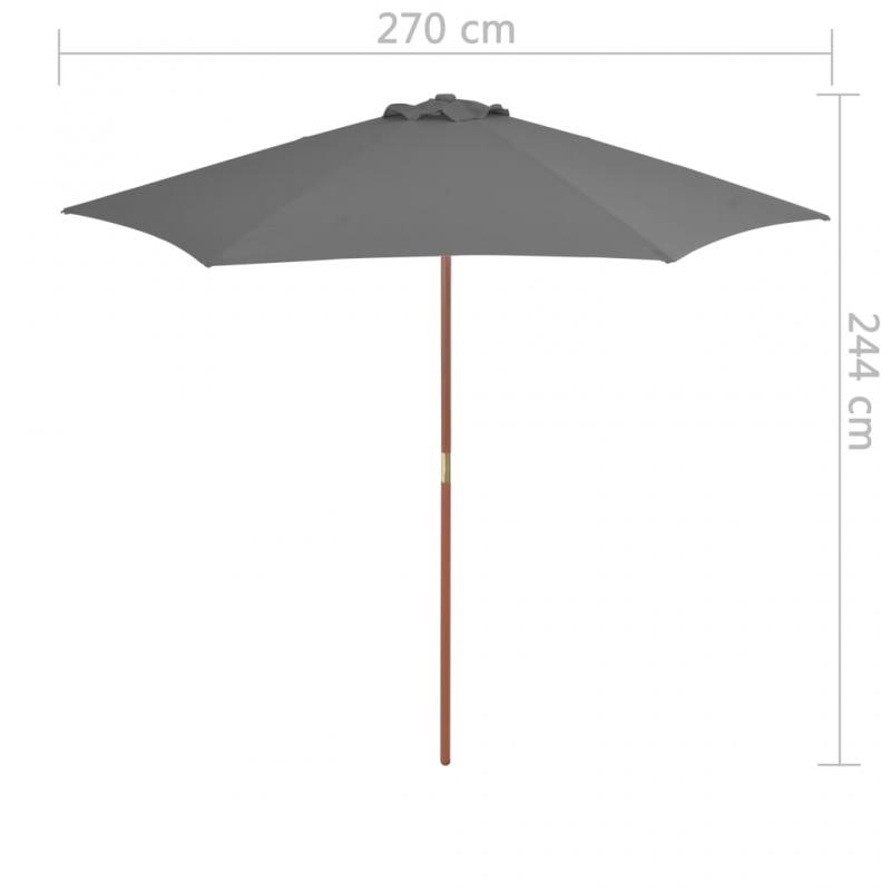 1 VidaXL Parasoll med trstng 270 cm antracit
