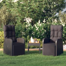 1 VidaXL Justerbar trädgårdsstol konstrotting med fotstöd svart svart