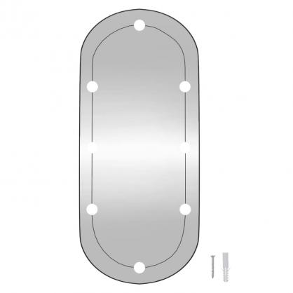 1 VidaXL Vggspegel med LED-belysning oval 40x90 cm glas
