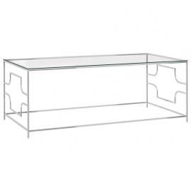 1 VidaXL Soffbord rostfritt stål silver och härdat glas 120x60x45 cm