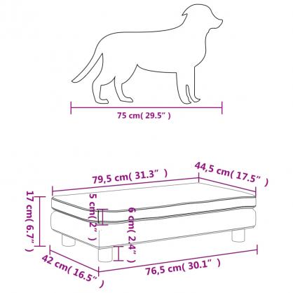 1 VidaXL Hundbdd sammet med frlngning 100x50x30 cm mrkgr