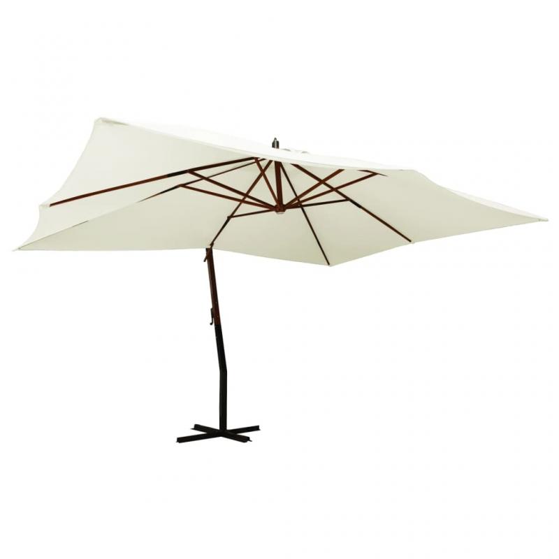 1 VidaXL Frihngande parasoll med trstng 400x300 cm sandvit