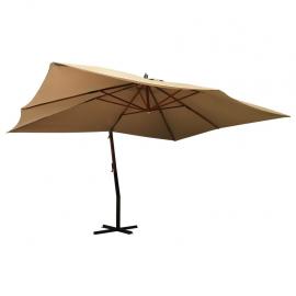 1 VidaXL Frihängande parasoll med trästång 400x300 cm taupe