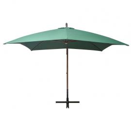 1 VidaXL Frihängande parasoll med trästång 300x300 cm grön