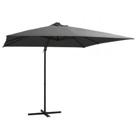 1 VidaXL Frihängande parasoll med stång och LED antracit 250x250 cm