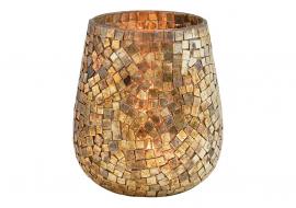 1 G.wurm Värmeljushållare mosaik gjord av glas champagne (B/H/D) 13x15x13cm