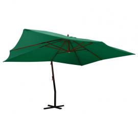 1 VidaXL Frihängande parasoll med trästång 400x300 cm grön