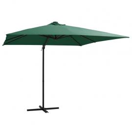 1 VidaXL Frihängande parasoll med stång och LED grön 250x250 cm