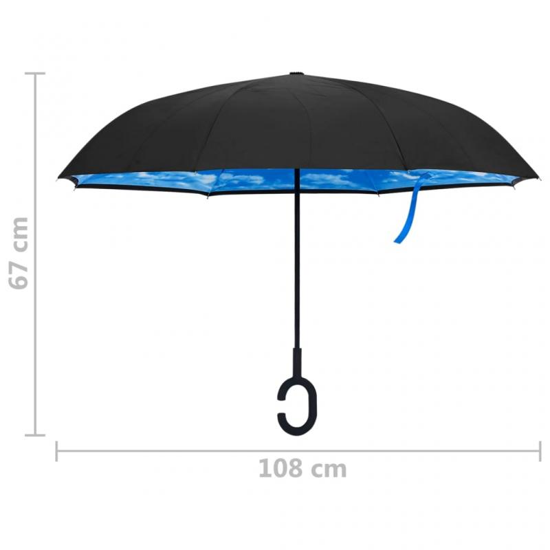 1 VidaXL Paraply C-handtag svart 108 cm