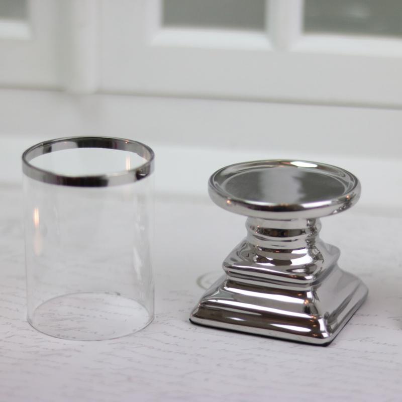  Ljuslykta 2-pack med glas - silver