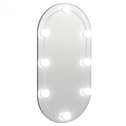 1 VidaXL Vggspegel med LED-belysning oval 80x40 cm glas