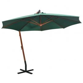 1 VidaXL Frihängande parasoll med trästång 350 cm grön
