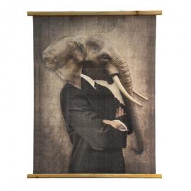 1 Clayre Eef Väggkarta Elefant Svart, Grå 100x2x80 cm