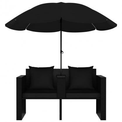 1 VidaXL Solsng med parasoll konstrotting svart