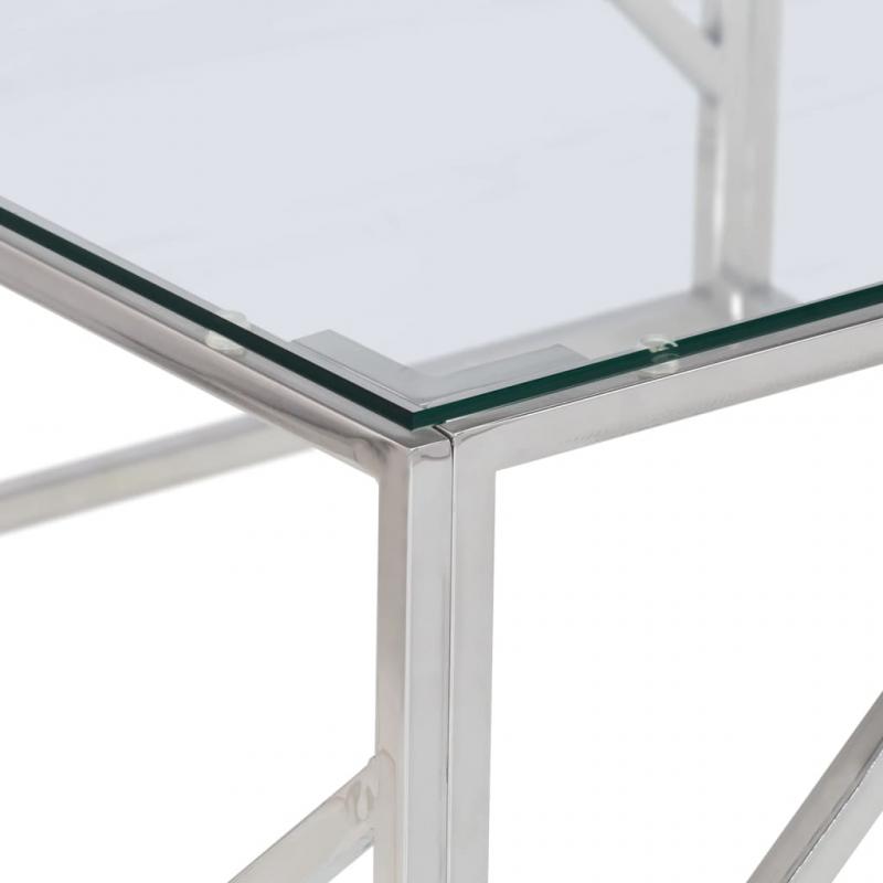 1 VidaXL Soffbord rostfritt stl silver och hrdat glas 80x80x40 cm