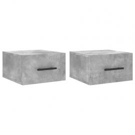 1 VidaXL Väggmonterad sängbord betonggrå 35x35x20 cm 2 st