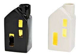1 G.wurm Dekoration Hus Porslin vit svart LED 2-pack (B/H/D) 6x12x5cm 3xLR44 ingår ej