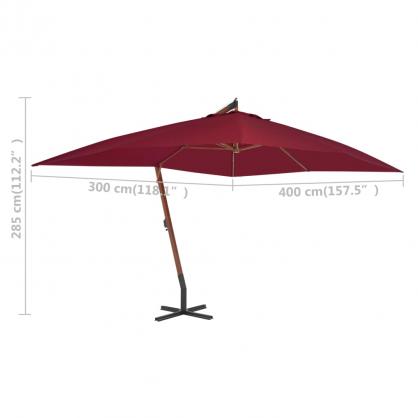 1 VidaXL Frihngande parasoll med trstng 400x300 cm vinrd