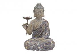 1 G.wurm Dekoration Buddha röd brun sittande polyresin (B/H/D) 35x48x24 cm