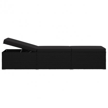 1 VidaXL Solsng med dyna & bord konstrotting Hjd: 31 cm svart